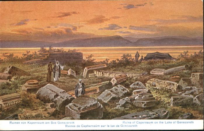 Sea Genezareth Ruines Capernaum Lake Genezareth Kuenstler F Perlberg
