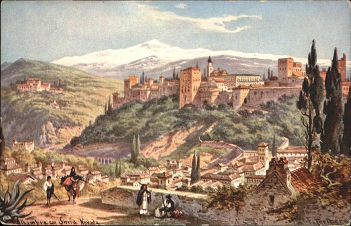 Alhambra Granada Sierra Nevada Kuenstler F Perlberg Esel