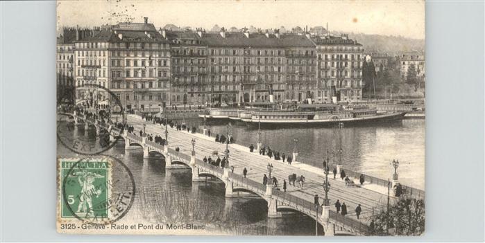 Schiffe Ships Navires Brücke Pont du Mont-Blanc la Rade