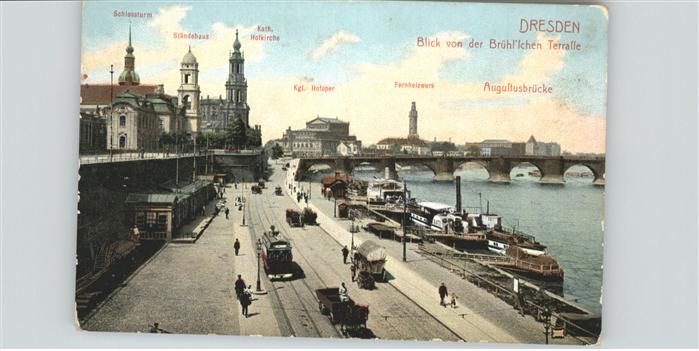 Strassenbahn Augustusbrücke Schiffe