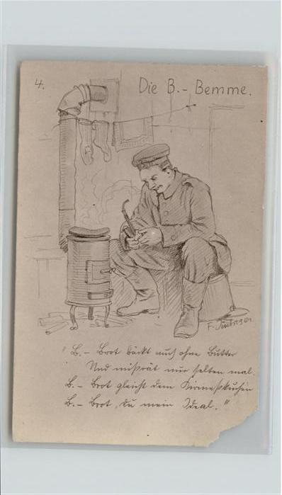 Soldatenleben Pfeife Ofen Künstler T. Jüchtger