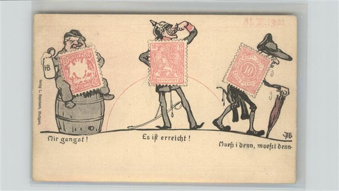 Briefmarken auf Postkarte