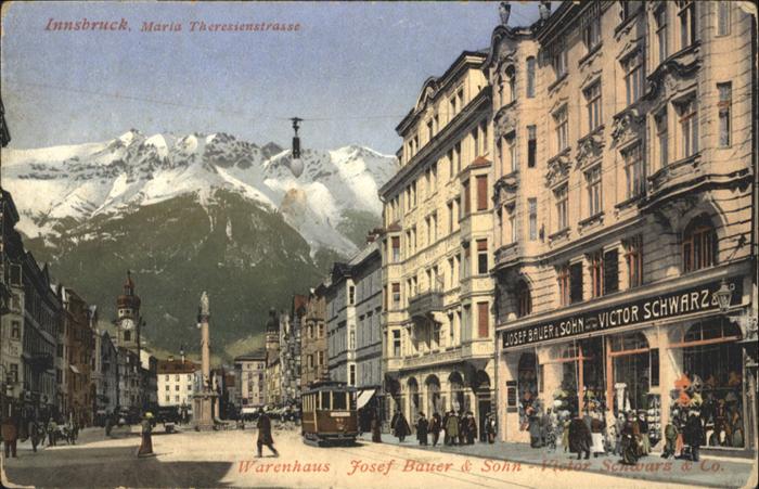 Innsbruck Maria Theresienstrasse Strassenabhn Warenhaus Josef Bauer