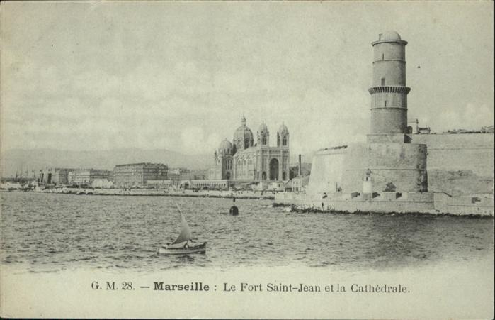 Marseille Bouches-du-Rhone Fort Saint Jean et la Cahtedrale