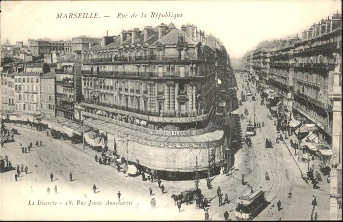 Marseille Bouches-du-Rhone Rue Repubique Strassenbahn Kutsche