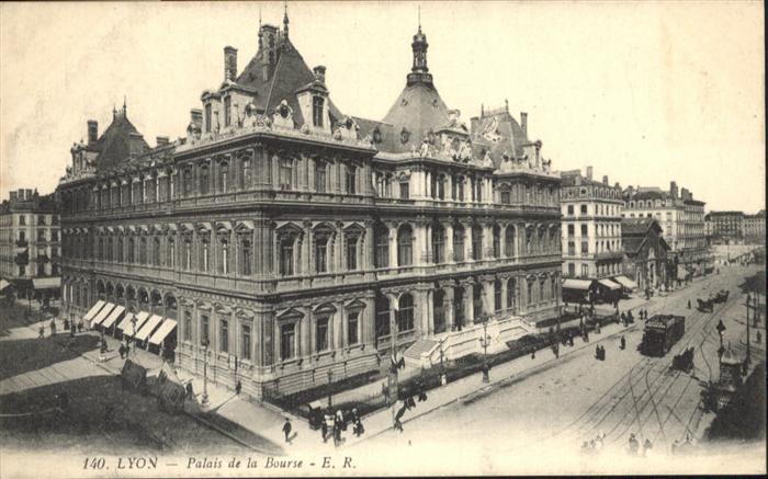 Lyon France Palais de la Bourse Strassenbahn