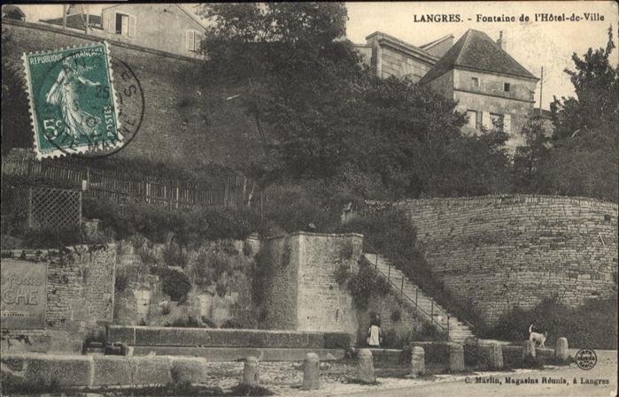 Langres Fontaine Hotel de Ville Hund