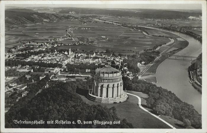 Kelheim Fliegeraufnahme Befreiungshalle Bruecke