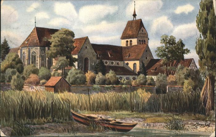 Reichenau Bodensee Muenster Kuenstlerkarte V. Marschall