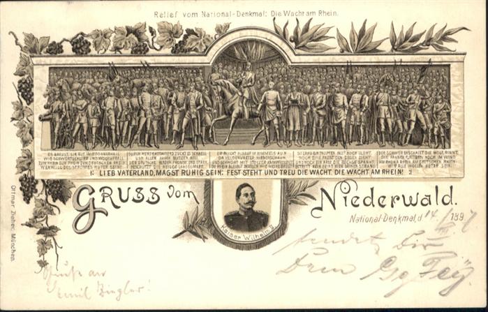 Ruedesheim Rhein Niederwalddenkmal Relief National-Denkmal Die Wacht am Rhein