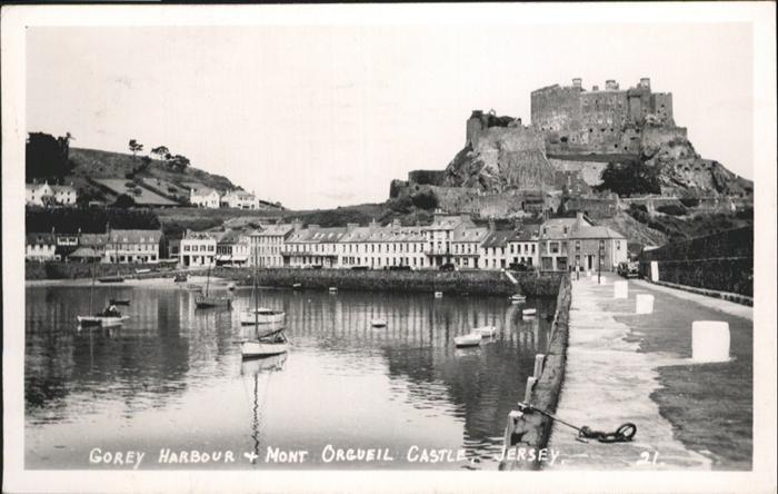 Jersey Kanalinsel Gorey Harbour Mont Orgueil Castle Boot