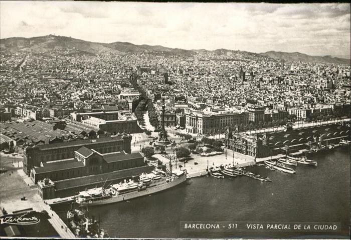 Barcelona Cataluna Fliegeraufnahme Schiff