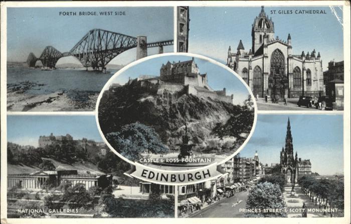 Edinburgh Scotland Princes Street Scott Monument St Giles Cathedral Forth Bridge