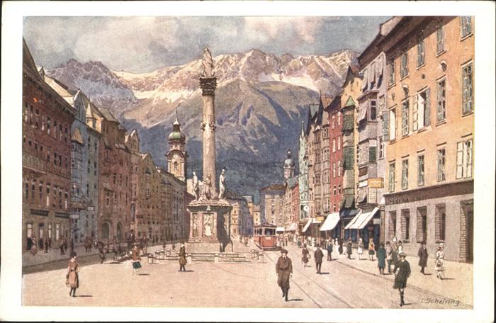Innsbruck Maria Theresienstrasse Kuenstler L Scheiring Strassenbahn