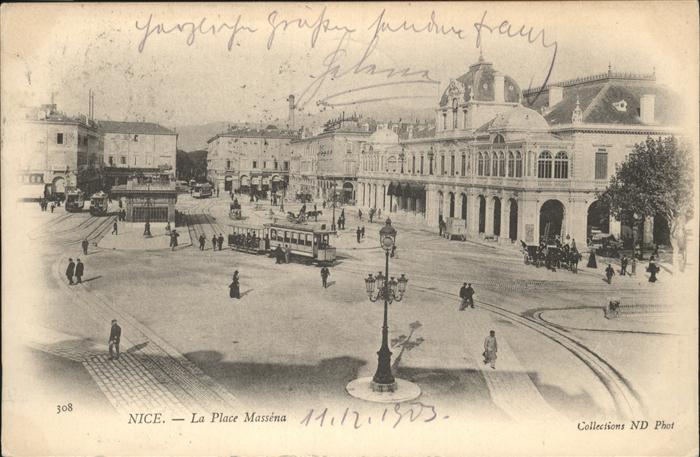 Nice Alpes Maritimes Place Massena Strassenbahn Kutsche