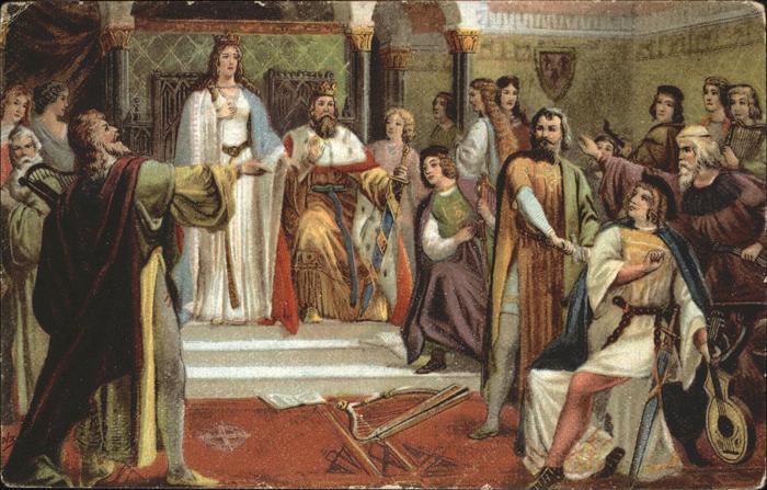 Kuenstlerkarte C. Bolz Sängerkrieg Wartburg