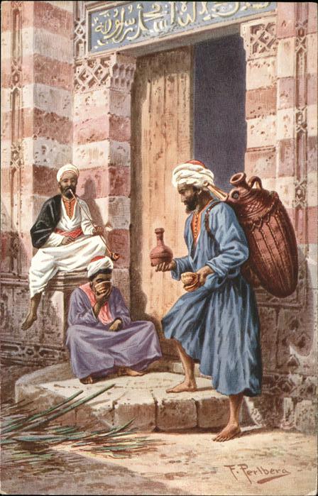 Kuenstlerkarte Wasserverkäufer Orientalisches Leben Pf