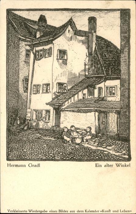 Kuenstlerkarte Hermann Gradl Winkel Kinder