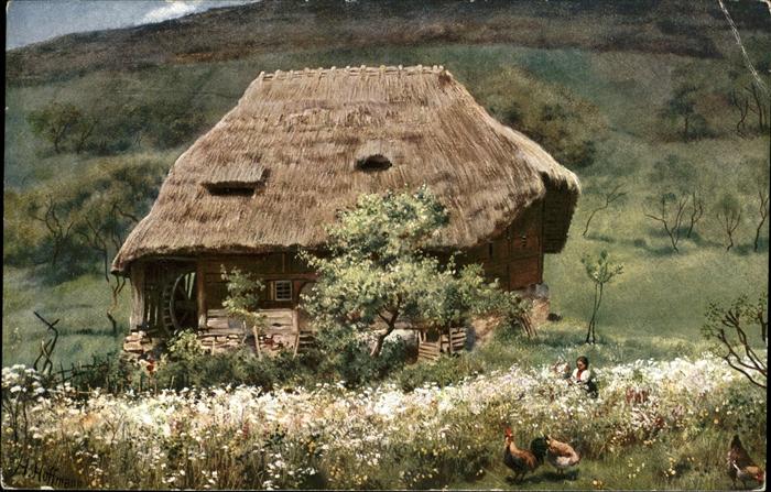 Schwarzwaldhaeuser Mühle Künstler H. Hoffmann
