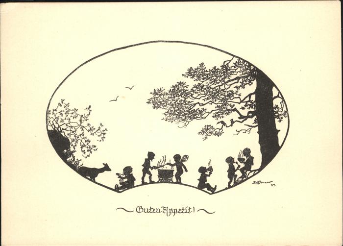 Scherenschnitt Schattenbildkarte Appetit