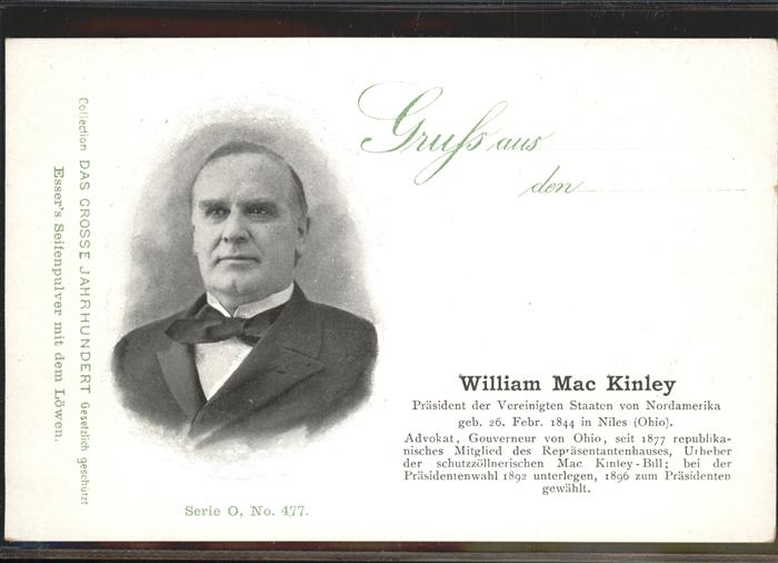 Politiker Präsident William Mac Kinley