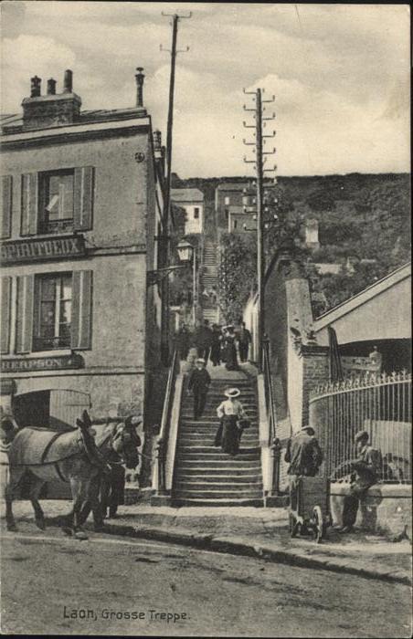 Laon Aisne Grosse Treppe Pferde