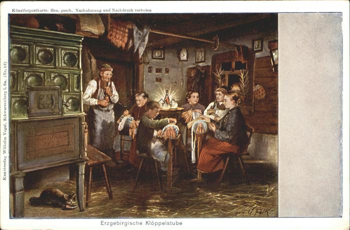 Handarbeit Klöpplen Erzgebirge Kachelofen