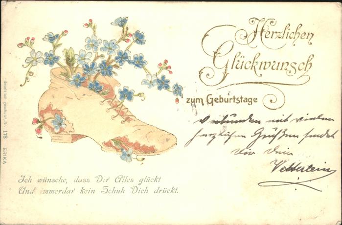 Geburtstag Schuh Blumen Prägedruck
