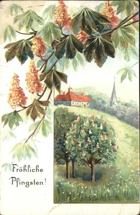 Pfingsten Pentecost Pentecote Prägedruck