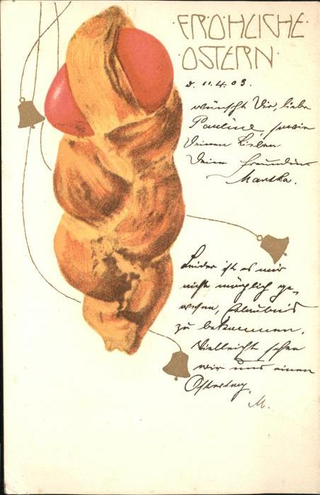 Ostern Easter Paques Osterzopf Prägedruck