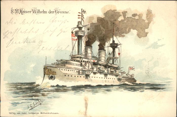 Schiffe Ships Navires SM Kaiser Wilhelm der Grosse Prägedruck
