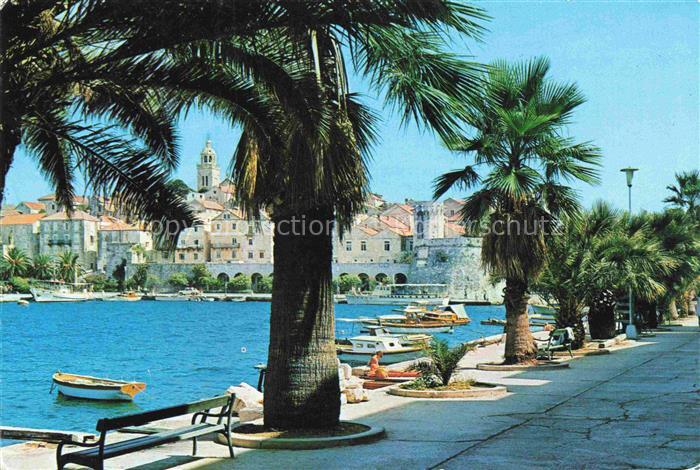 Korcula Curzola Croatia Hafen Promenade