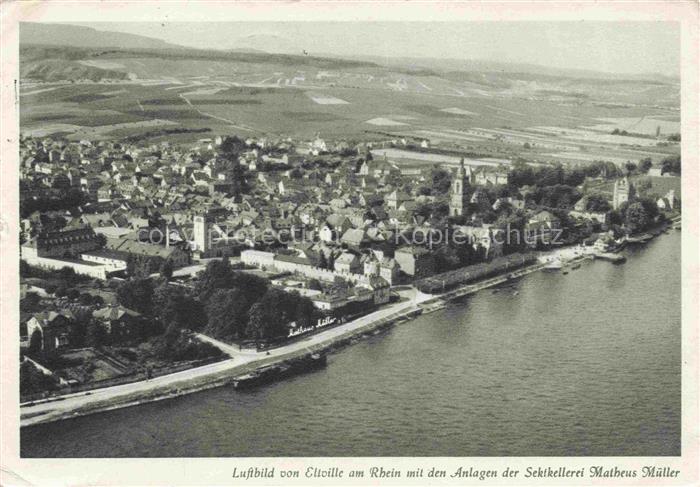 Eltville Rhein Fliegeraufnahme mit den Anlagen der Sektkellerei Matheus Mueller