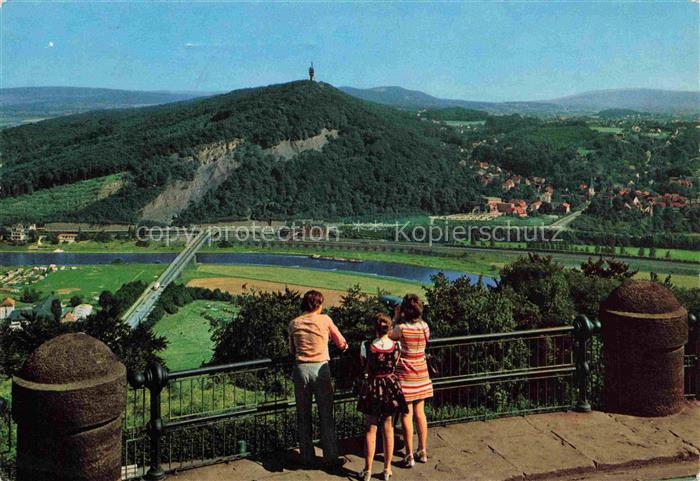 Minden  Westfalen Weser NRW Blick vom Kaiser Wilhelm Denkmal auf Porta Westfalic