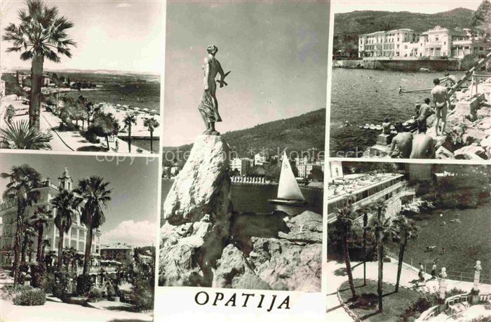 OPATIJA Abbazia Croatia Teilansichten Strand Skulptur