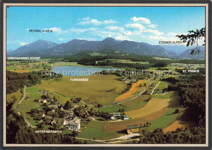 Turnersee Kaernten AT mit Petzen Obersammelsdorf Unernarrach Steiner Alpen