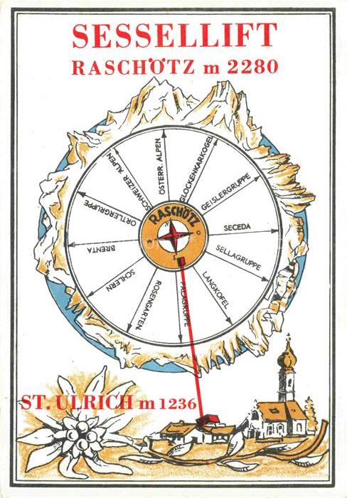 Raschoetz Resciesa 2280m Dolomiti IT Sessellift St Ulrich