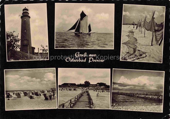 Prerow  Ostseebad Darss Mecklenburg-Vorpommern Leuchtturm Segelschiff Fischernet