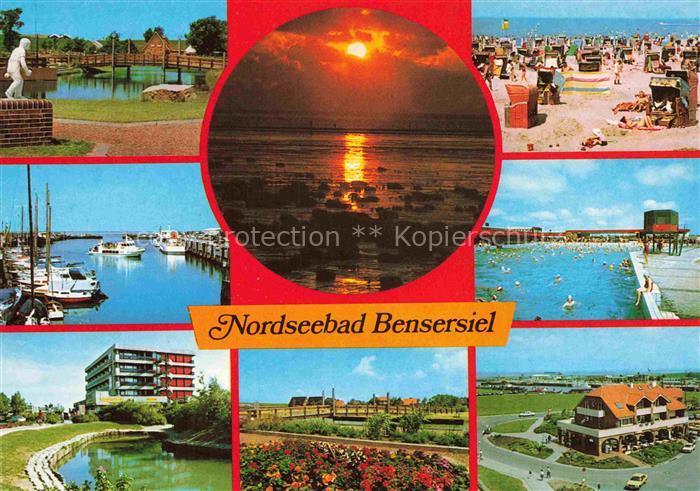 Bensersiel Esens Wittmund Niedersachsen Seebruecke Panorama Strandparti Schwimmb