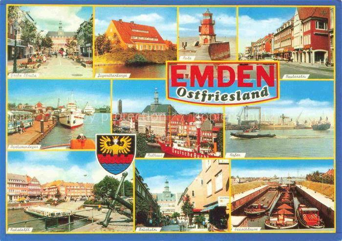 EMDEN  Ostfriesland Grosse Strasse Jugendherberge Mole Borkumanleger Ratsdelft R