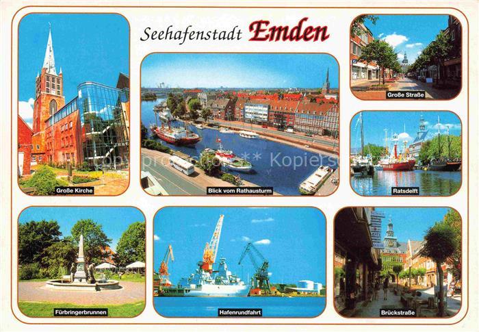 EMDEN  Ostfriesland Grosse Kirche Blick vom Rathausturm Ratsdelft Fuerbringerbru