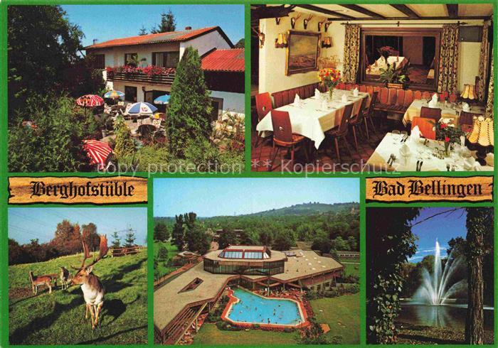 Bad Bellingen Berghofstueble Gastraum Freibad Rotwild Fontaene