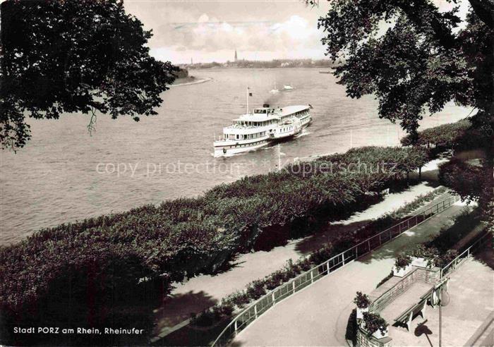 Porz Koeln Rhein NRW Rheinufer Fahrgastschiff