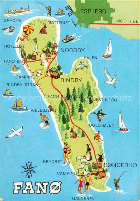 Fano Fanoe Insel Nordby DK Inselkarte