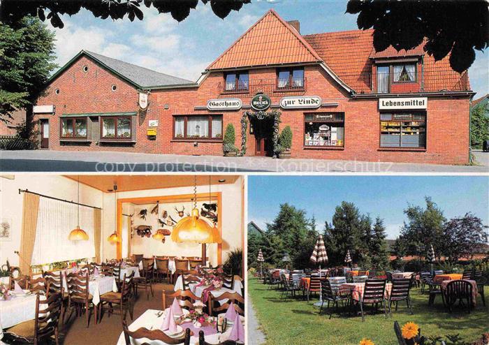 Grueppenbuehren Ganderkesee Niedersachsen Gasthaus zur Linde Gastraum Gartenterr