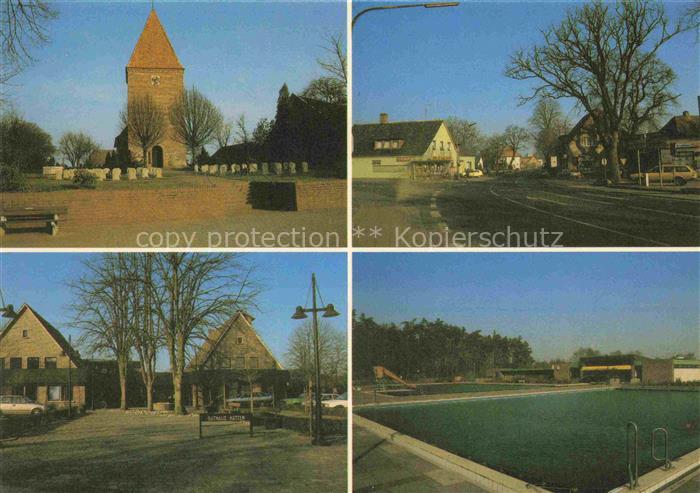 Kirchhatten Hatten Oldenburg Niedersachsen Turm Strassenpartien Schwimmbad