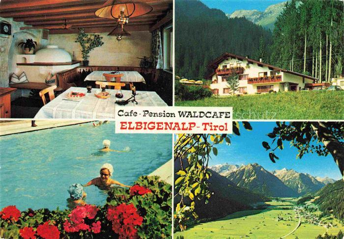 Elbigenalp Lechtal Tirol AT Cafe Pension Waldcafe Gaststube Freibad Panorama