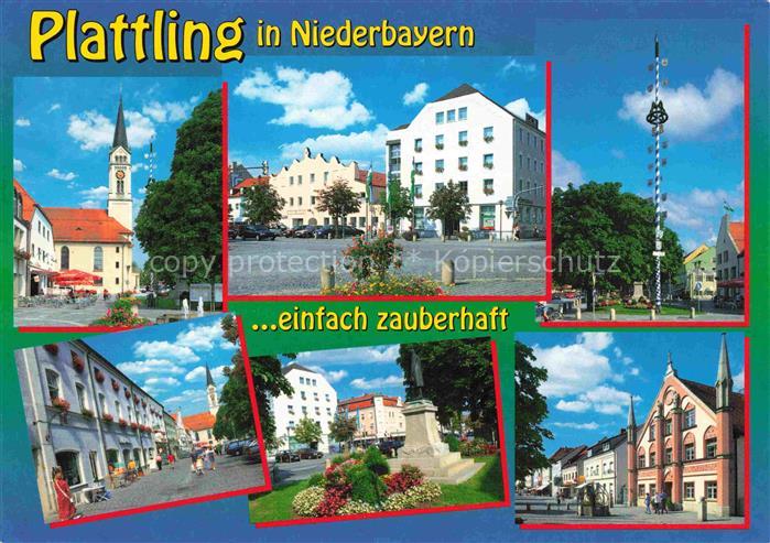 Plattling Isar Bayern Kirche Stadtplatz Maibaum Fussgaengerzone Stadtpark