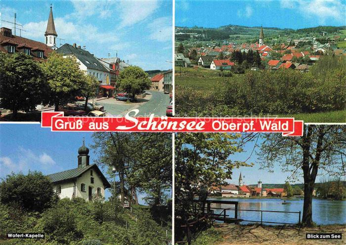 Schoensee Oberpfalz Schwandorf Bayern Ortspartie Panorama Woferl Kapelle Seeblic