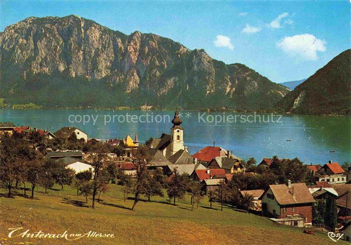 Unterach Attersee Oberoesterreich AT Panorama mit Hoellengebirge
